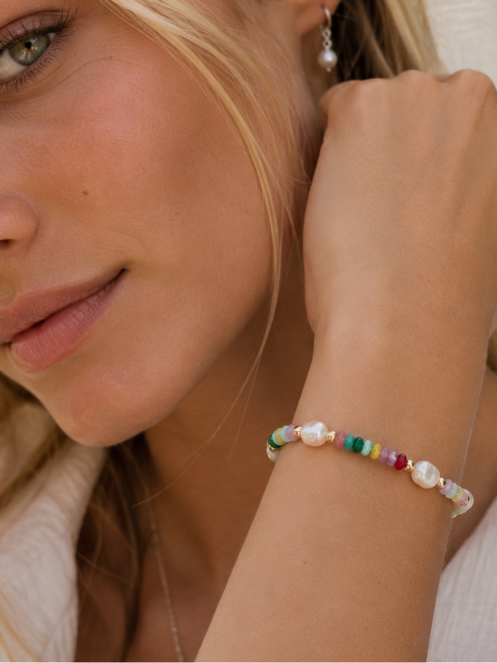 Piper K Freshwater Pearl Rainbow Beaded Bracelet | New in Gift Box
